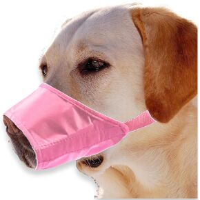 Dog Muzzle for Safety Protection,Soft Nylon Dog Muzzle to Prevent Biting Barking and Chewing,Breathable Drinkable Adjustable Loop Pets Muzzle for Small Medium Large Dogs (5# L, Pink)