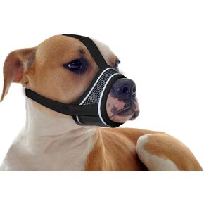 Black Dog Muzzle, Breathable Comfortable Mesh Muzzle for Dogs, Dog Training Muzzle, Anti-Biting, Anti-Barking, Anti-Chewing, Adjustable with Reflective Strap XS