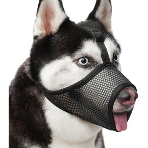 Mayerzon Dog Muzzle, Soft Mesh Muzzles for Large Medium Small Dogs with Over-Head Strap Anti Biting Chewing Barking, Breathable Mouth Guard for Grooming Vet Visits Walking Allowing Drinking