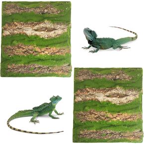 kathson 4PCS Cork Bark for Reptiles 11.8 "L X 11.8" W Cork Terrarium Background Bearded Dragon Tank Background with Artificial Moss Natural Reptile Climbing Mat for Spider Gecko Lizard Chameleon