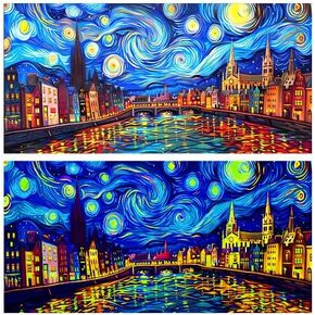 24X16IN Blacklight Vincent Van Gogh Black Light Aquarium Background, UV Fish Tank Background Art Oil Painting Terrarium Background with 10 EVA Double-Sided Tape