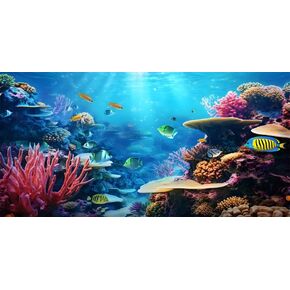 YongFoto Fish Tank Background 24x16 inch Aquarium Background Coral Seaweed Reef Rock Tropical Fish Underwater Sea World Backdrop Reptile Terrarium Background Bearded Dragon Habitat Background