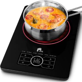 EconoHome Superconductor Portable Electric Stove - 1500W Extra Thin (0.71") & Suitable for All Types of Cookware Portable Cooktop with Touch Panel, Timer, Adjustable Heating Power, Auto-Shutdown