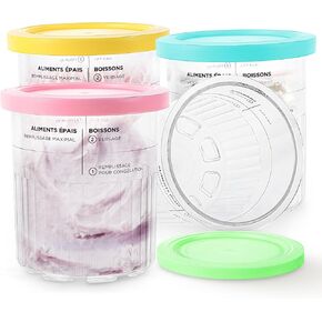 24oz Ninja Creami Pints and Lids - 4 Pack, Ninja Creami Deluxe Pints NC501 NC500 Series Ice Cream Makers Containers, Reusable Creami Pint Containers, BPA-Free & Dishwasher Safe