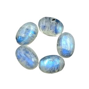 SGM Shop™ Natural Rainbow Moonstone Calibrated 5x7mm Oval Shape 5Pcs Cabochon Loose Gemstone A+ Quality For Jewelry, Earrings, Pendant Making, Crafts & DIY, Wedding Gift, Wire Wrapping Crystals