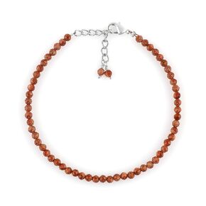 Natural Real Brown Sunstone Crystals Bracelet, 3mm Best Grade Micro Cut Beads, Chakra Healing Gemstone, Beautiful Simple Jewelry, Silver Plated Jewelry 7+1 inch