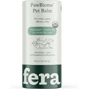 Fera Pet Organics Paw Biome Pet Balm for Dogs and Cats, Vet Created, Relief and Nourishment for Nose Paws Elbows & Skin with Organic Beeswax Neem Oil Lavender Calendula and Lactobacillus Sakei 2 Oz