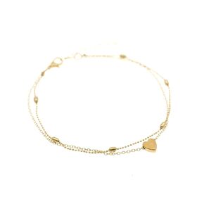 Silver Plated Ankle Bracelet, Adjustable Double-Chain Layered Beaded Heart Charm Anklet for Women, Cute Love Summer Beach Leg Foot Jewelry, Boho Mom Friend Daughter Girlfriend Gift by HeartAttackOM
