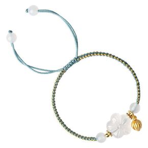 White Agate Bracelet Plum Blossom Female Hand Woven Chalcedony Vintage Bracelet, Talisman Growing Wish Bring Happiness and Prosperity Rope Bracelet For Male, Female, Friendship Couple Guard Your Love