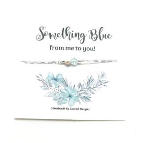 Something Blue Bride Gift Anklet Wedding, Sterling Silver and Light Pastal Blue Crystal Pearl and Pearl