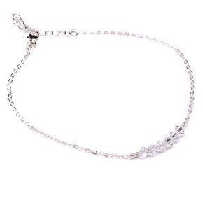 LeSilveStone sterling silver ankle bracelet embelished with crystals from Swarovski®, adjustable chain anklet for women, simple dainty minimalist beach jewelry/L 10-11.5" - Handcrafted in the USA.