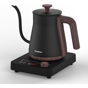 Electric Kettle, Electric Gooseneck Kettle with 6 Temperature Control Presets and LED Display, 0.8L/27.05oz, 0.8mm Ultra-Fine Spout, 304 Stainless Steel Inner, 1000W Gooseneck Kettle, Matte Black