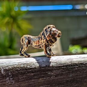 Brass Handcrafted Lion Figurine Sculpture, Miniature Animal Statue