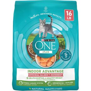Purina ONE Natural Low Fat, Indoor Dry Weight Control High Protein Cat Food Plus Indoor Advantage with Real Salmon - 16 lb. Bag