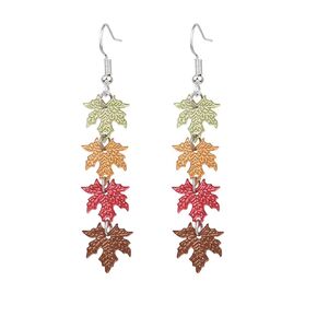 Thanksgiving Fall Earrings for Women Girls Handmade Autumn Harvest Maple Leaf Earring Lightweight Holiday Cute Chicken Turkey Earring Thanksgiving Day Jewelry Gift (Colorful Maple Leaf)