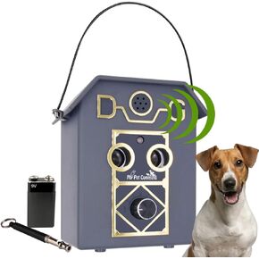 My Pet Command 50Ft Long Range Dog Anti Barking Device, Auto Ultrasonic Dog Bark Control Deterrent, Dual Speaker Waterproof for Outdoor use Only Adjustable Level Control, Extra Training Whistle