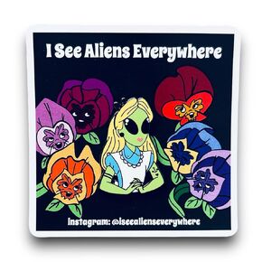 Alien Enamel Pin Alice in Wonderland Extraterrestrial funny unique pin