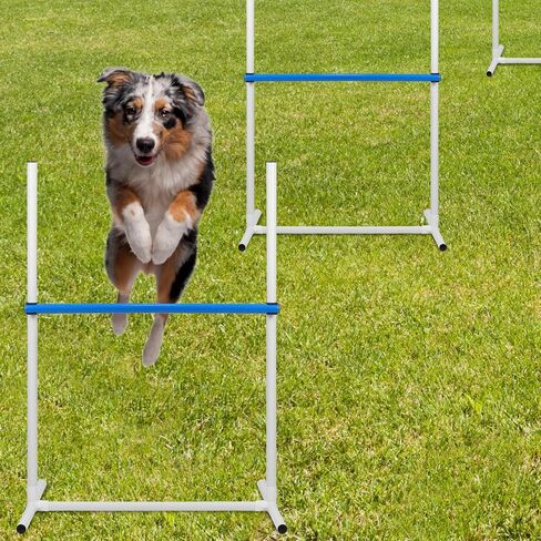 QWORK 4-Pack Adjustable Dog Agility Jumps with Carry Bag, Indoor and Outdoor Training Equipment for Dogs, 2" to 34" Height Adjustment in Saudi Arabia