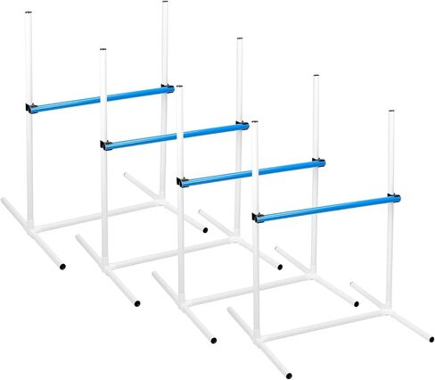QWORK 4-Pack Adjustable Dog Agility Jumps with Carry Bag, Indoor and Outdoor Training Equipment for Dogs, 2" to 34" Height Adjustment in Saudi Arabia