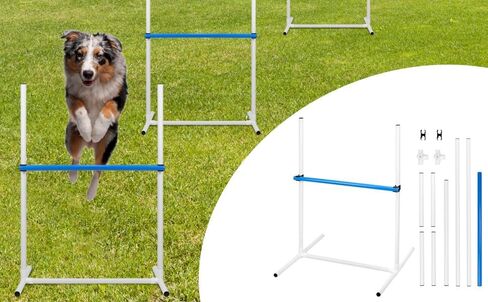 QWORK 4-Pack Adjustable Dog Agility Jumps with Carry Bag, Indoor and Outdoor Training Equipment for Dogs, 2" to 34" Height Adjustment in Saudi Arabia