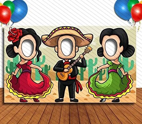 Mariachi Band and Dancers, 42 x 72 Inch Hole in Face Cutout, Mexican Themed, Photo Props, Party Supplies Decorations in Saudi Arabia