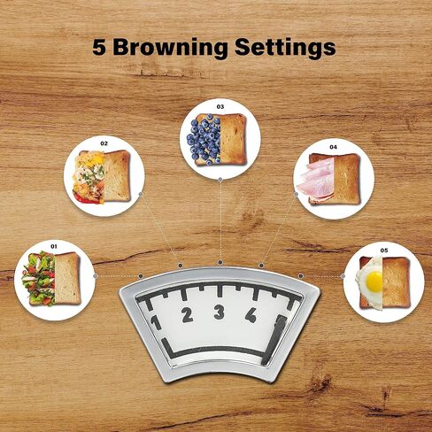 Simple Deluxe Stainless Steel Toaster 2 Slice with Extra Wide Slot & Removable Crumb Tray, 5 Shade Options and Bagel/Defrost/Cancel Functions, Retro Black in Saudi Arabia