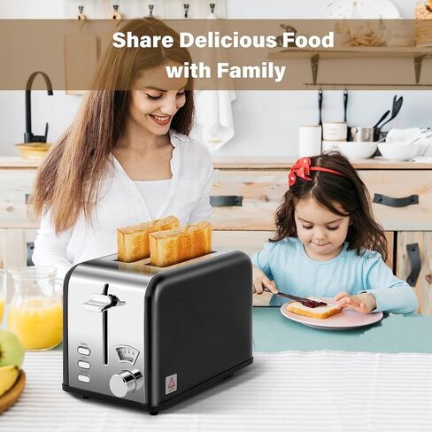Simple Deluxe Stainless Steel Toaster 2 Slice with Extra Wide Slot & Removable Crumb Tray, 5 Shade Options and Bagel/Defrost/Cancel Functions, Retro Black in Saudi Arabia