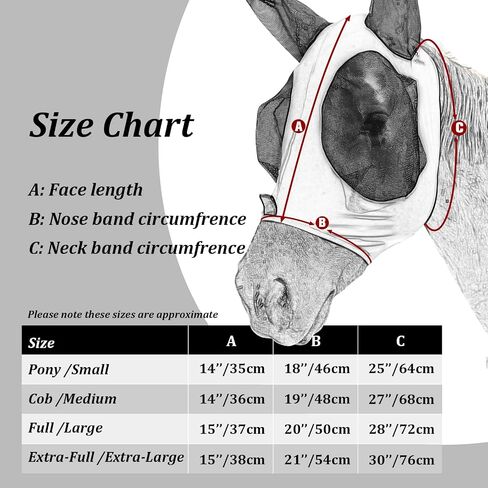 Harrison Howard Superior Comfort Breathable 3-piece Fly Masks Stretchy Fitting Soft on Skin with Forelock Opening Set 5 L in Saudi Arabia