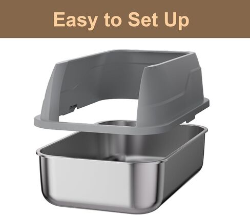 2 Pack High Wall Lids for Large Stainless Steel Cat Litter Pan Trays - High-Sided Plastic Guards Enclosures for Metal Litter Boxs - Fits 23.6"(L) x 15.7" (W) Stainless Steel Pan Blue in Saudi Arabia