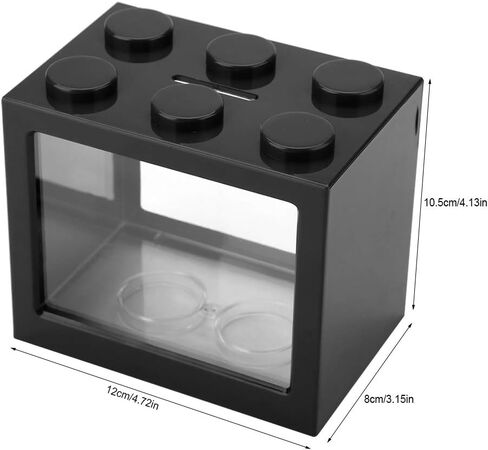 Mini Aquarium Box Small Betta Fish Multifunctional USB Rechargeable Fish with LED Light Lamp Reptile Feeding Box Building Block Fish Bowl Home Decor LED Light Feeding Box(Black) in Saudi Arabia