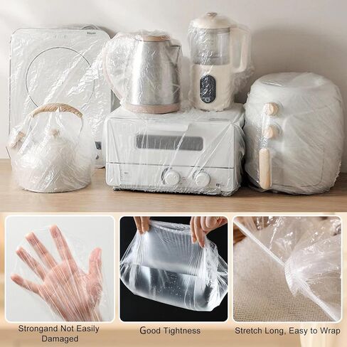 60 Pcs Disposable Clear Kitchen Appliance Covers, Thickened Disposable Dust Covers Elastic Small Appliance Covers for Toaster Oven, Pressure Cooker, Blender, Air Fryer, etc(3 Sizes) in Kuwait
