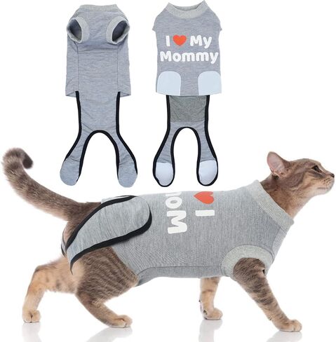 DENTRUN Cat Surgery Anti-Licking Spay Recovery Suit, Cat Small Dog Cone E-Collar Alternative Recovery Shirt After Surgery for Male Female Abdominal Wounds Bandages, Pet Surgical Recovery Snuggly Suit in Saudi Arabia