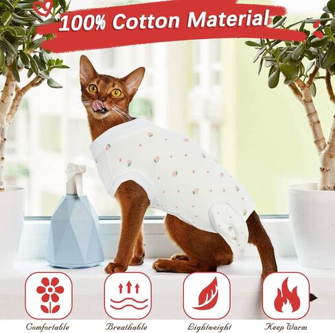 DENTRUN Cat Surgery Anti-Licking Spay Recovery Suit, Cat Small Dog Cone E-Collar Alternative Recovery Shirt After Surgery for Male Female Abdominal Wounds Bandages, Pet Surgical Recovery Snuggly Suit in Saudi Arabia