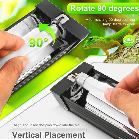 T5 HO UVB Reptile Light Hood, 4W Reptile Terrarium Hood with UVB 10.0 Fluorescent Lamp Tube, Suitable for Desert Reptiles(4W,7 Inches) in Saudi Arabia