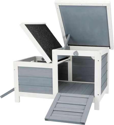 TRIXIE Small Pet House, Wooden Outdoor Shelter, Weatherproof Pet Home, Ideal for Cats, Rabbits, Bunnies, Guinea Pigs, Gray in Saudi Arabia