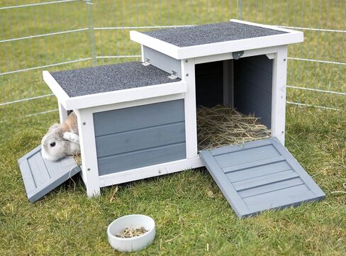 TRIXIE Small Pet House, Wooden Outdoor Shelter, Weatherproof Pet Home, Ideal for Cats, Rabbits, Bunnies, Guinea Pigs, Gray in Saudi Arabia
