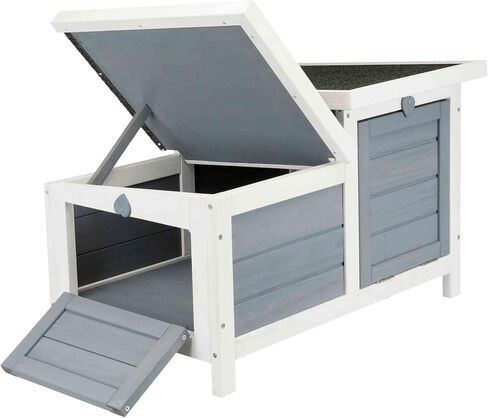TRIXIE Small Pet House, Wooden Outdoor Shelter, Weatherproof Pet Home, Ideal for Cats, Rabbits, Bunnies, Guinea Pigs, Gray in Saudi Arabia