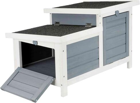 TRIXIE Small Pet House, Wooden Outdoor Shelter, Weatherproof Pet Home, Ideal for Cats, Rabbits, Bunnies, Guinea Pigs, Gray in Saudi Arabia