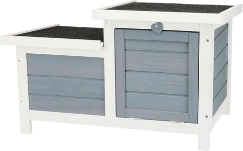 TRIXIE Small Pet House, Wooden Outdoor Shelter, Weatherproof Pet Home, Ideal for Cats, Rabbits, Bunnies, Guinea Pigs, Gray in Saudi Arabia