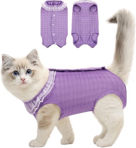 SAWMONG Cat Surgery Recovery Suit,Breathable Cat Onesie for Skin Diseases,After Surgery Spay Surgical Abdominal Wound,E-Collar Alternative in Saudi Arabia