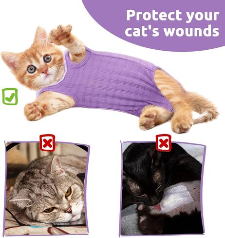 SAWMONG Cat Surgery Recovery Suit,Breathable Cat Onesie for Skin Diseases,After Surgery Spay Surgical Abdominal Wound,E-Collar Alternative in Saudi Arabia