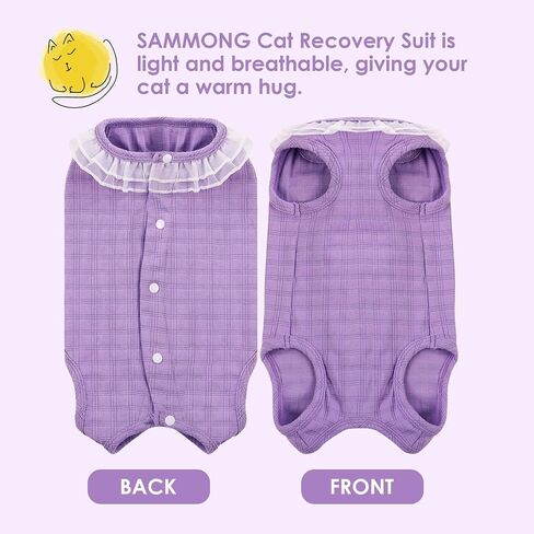 SAWMONG Cat Surgery Recovery Suit,Breathable Cat Onesie for Skin Diseases,After Surgery Spay Surgical Abdominal Wound,E-Collar Alternative in Saudi Arabia