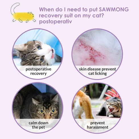 SAWMONG Cat Surgery Recovery Suit,Breathable Cat Onesie for Skin Diseases,After Surgery Spay Surgical Abdominal Wound,E-Collar Alternative in Saudi Arabia
