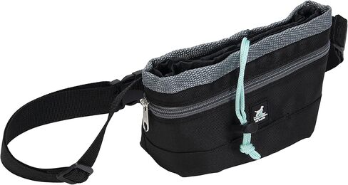 Treat and Training Pouch | 15 Waste Bags Included | Adjustable Waist Strap | Drawstring Close, Black, 8.5"x 3"x 4.76" in Kuwait
