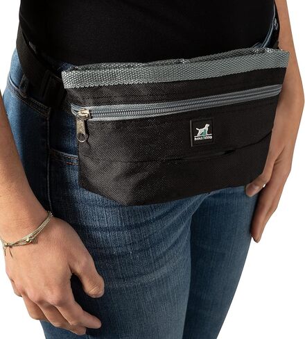 Treat and Training Pouch | 15 Waste Bags Included | Adjustable Waist Strap | Drawstring Close, Black, 8.5"x 3"x 4.76" in Kuwait