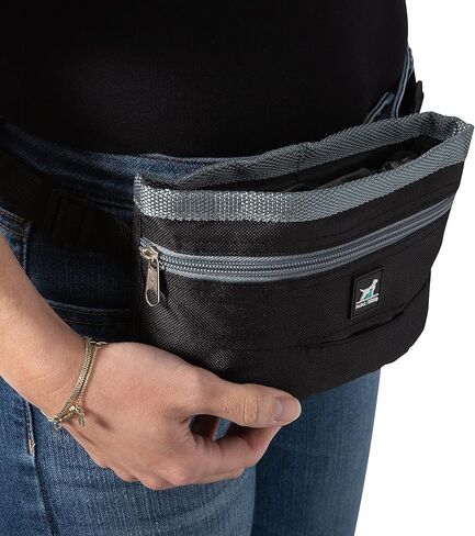 Treat and Training Pouch | 15 Waste Bags Included | Adjustable Waist Strap | Drawstring Close, Black, 8.5"x 3"x 4.76" in Kuwait
