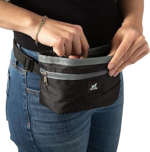 Treat and Training Pouch | 15 Waste Bags Included | Adjustable Waist Strap | Drawstring Close, Black, 8.5"x 3"x 4.76" in Kuwait