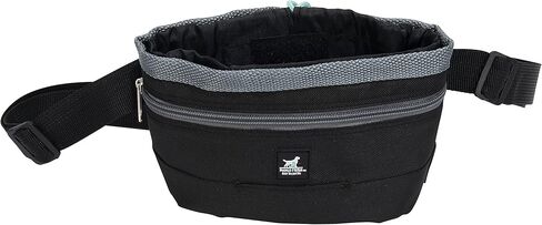 Treat and Training Pouch | 15 Waste Bags Included | Adjustable Waist Strap | Drawstring Close, Black, 8.5"x 3"x 4.76" in Kuwait