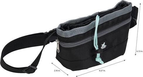 Treat and Training Pouch | 15 Waste Bags Included | Adjustable Waist Strap | Drawstring Close, Black, 8.5"x 3"x 4.76" in Kuwait