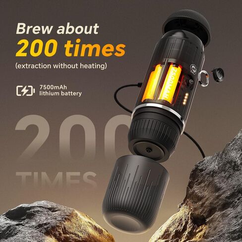 Portable Coffee Maker Travel Espresso Machine 120W White Color , 19 Bar Pressure 7500mAh Rechargeable Battery Version Portable On the Go for Camping, Driving, Home and Office Travelling White Color in Saudi Arabia